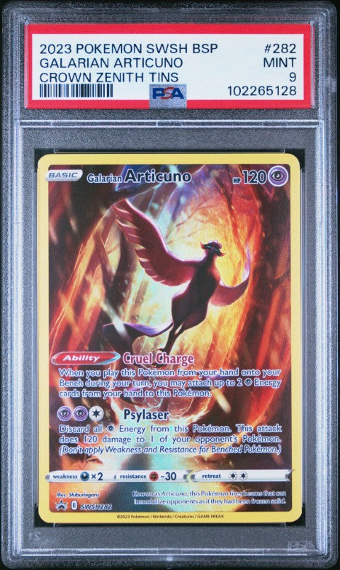 2023 Pokemon Swsh Black Star Promo #282 Galarian Articuno Crown Zenith Tins PSA 9