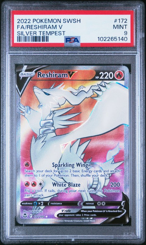 2022 Pokemon Sword & Shield Silver Tempest #172 Fa/Reshiram V Silver Tempest PSA 9