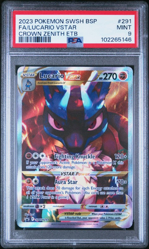 2023 Pokemon Swsh Black Star Promo #291 Fa/Lucario Vstar Crown Zenith Etb PSA 9