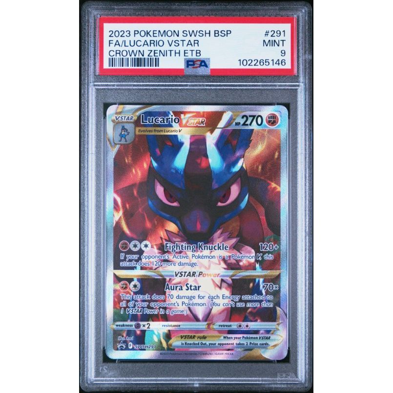 2023 Pokemon Swsh Black Star Promo #291 Fa/Lucario Vstar Crown Zenith Etb PSA 9
