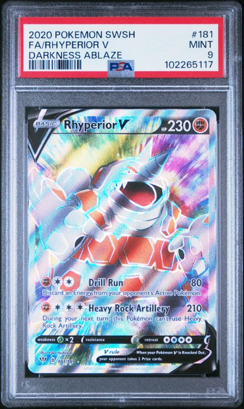 2020 Pokemon Sword & Shield Darkness Ablaze #181 Fa/Rhyperior V Darkness Ablaze PSA 9