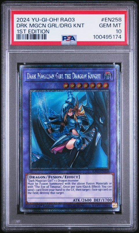 2024 Yu-Gi-Oh! Ra03-Quarter Century Bonanza #EN258 Dark Magician Girl the Dragon Knight 1st Edition PSA 8