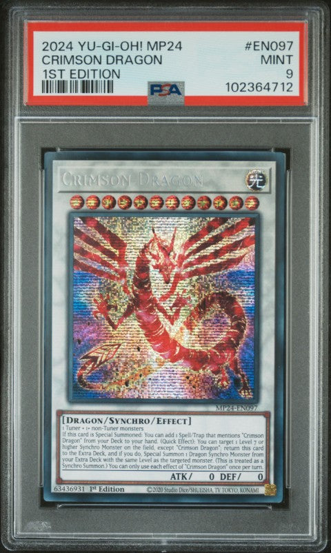 2024 Yu-Gi-Oh! Mp24-25th Anniversary Tin: Dueling Mirrors #EN097 Crimson Dragon 1st Edition PSA 9