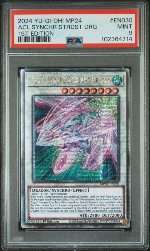 2024 Yu-Gi-Oh! Mp24-25th Anniversary Tin: Dueling Mirrors #EN030 Accel Synchro Stardust Dragon 1st Edition PSA 9