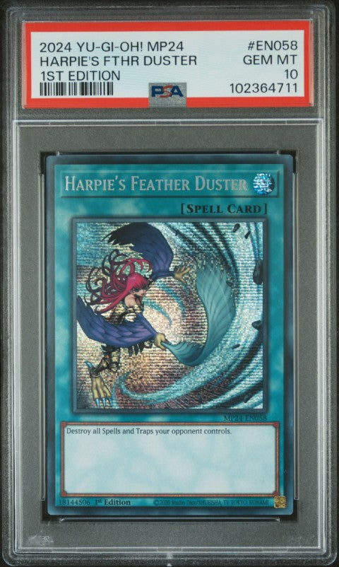 2024 Yu-Gi-Oh! Mp24-25th Anniversary Tin: Dueling Mirrors #EN058 Harpie's Feather Duster 1st Edition PSA 10