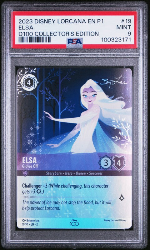 2023 Disney Lorcana En P1-Promo #19 Elsa D100 Collector's Edition PSA 9