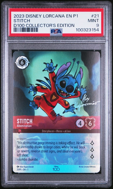 2023 Disney Lorcana En P1-Promo #21 Stitch D100 Collector's Edition PSA 9