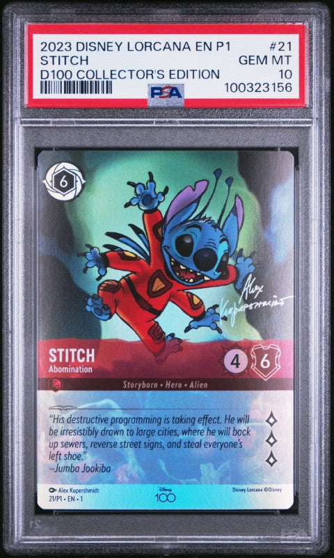 2023 Disney Lorcana En P1-Promo #21 Stitch D100 Collector's Edition PSA 10