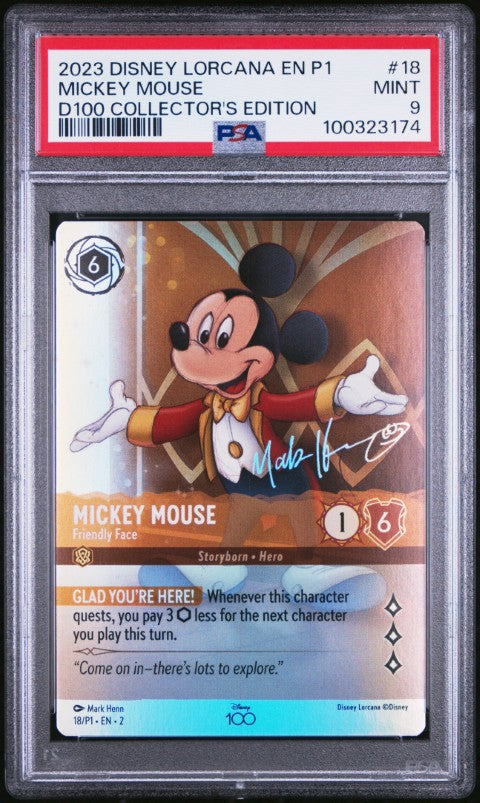 2023 Disney Lorcana En P1-Promo #18 Mickey Mouse D100 Collector's Edition PSA 9