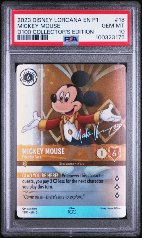 2023 Disney Lorcana En P1-Promo #18 Mickey Mouse D100 Collector's Edition PSA 10