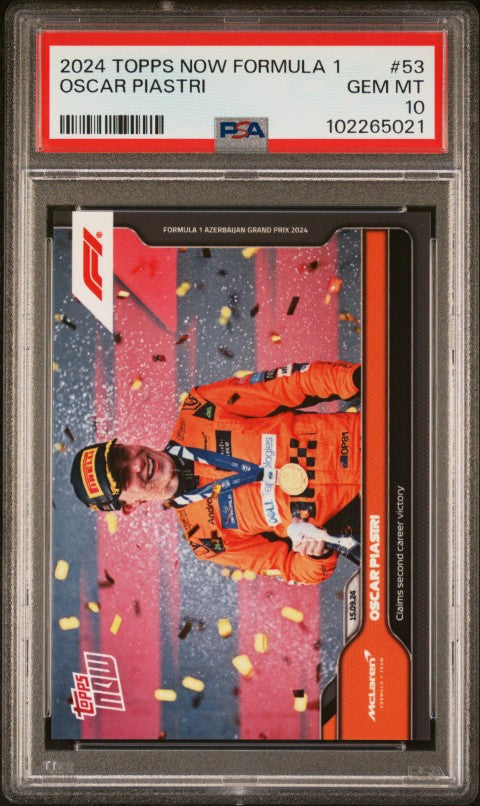 2024 Topps Now Formula 1 #53 Oscar Piastri PSA 10