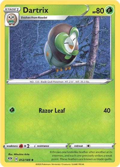 Sword & Shield Darkness Ablaze - 012/189 Dartrix Uncommon