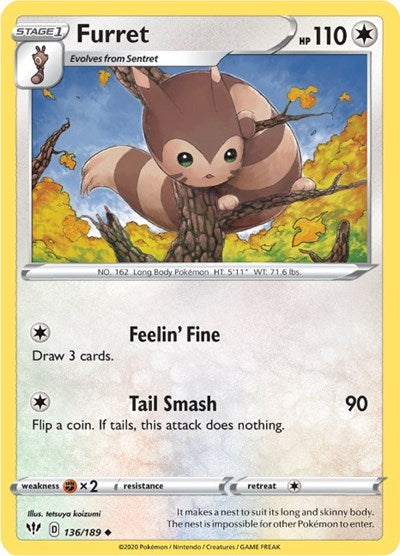 Sword & Shield Darkness Ablaze - 136/189 Furret Uncommon