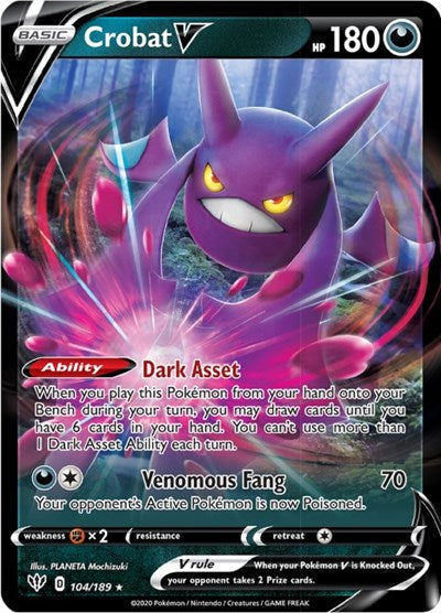 Sword & Shield Darkness Ablaze - 104/189 Crobat V Ultra Rare