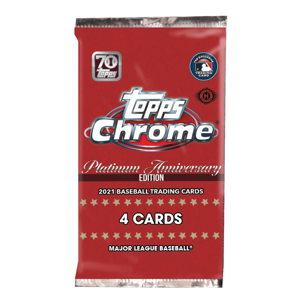 2021 Topps Baseball Chrome Platinum Anniversary Lite Hobby Pack (4 Cards)
