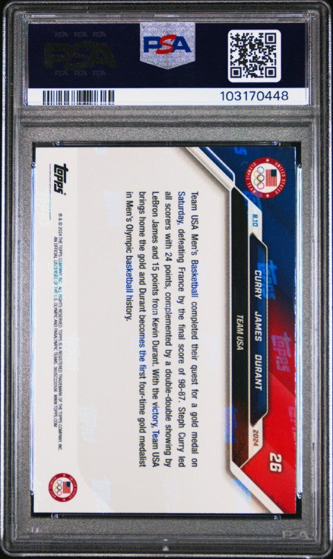 2024 Topps Now Olympic Games #26 Curry/James/Durant PSA 10