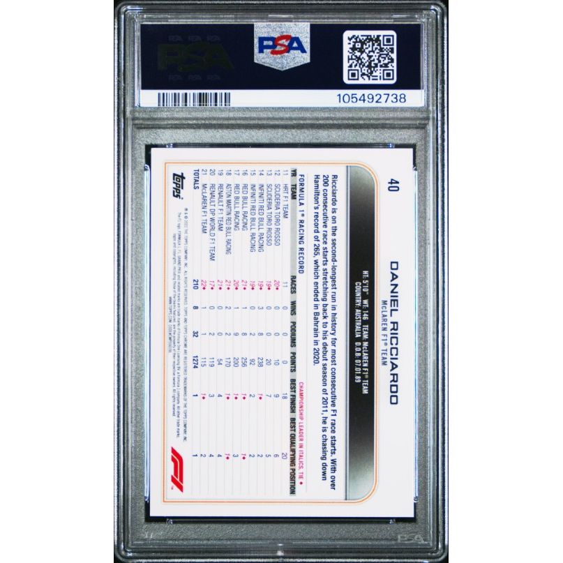 2022 Topps Chrome Formula 1 #40 Daniel Ricciardo PSA 10