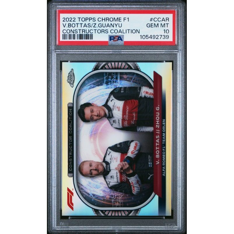 2022 Topps Chrome Formula 1 Constructors Coalition #CCAR V.Bottas/Z.Guanyu Constructors Coalition PSA 10