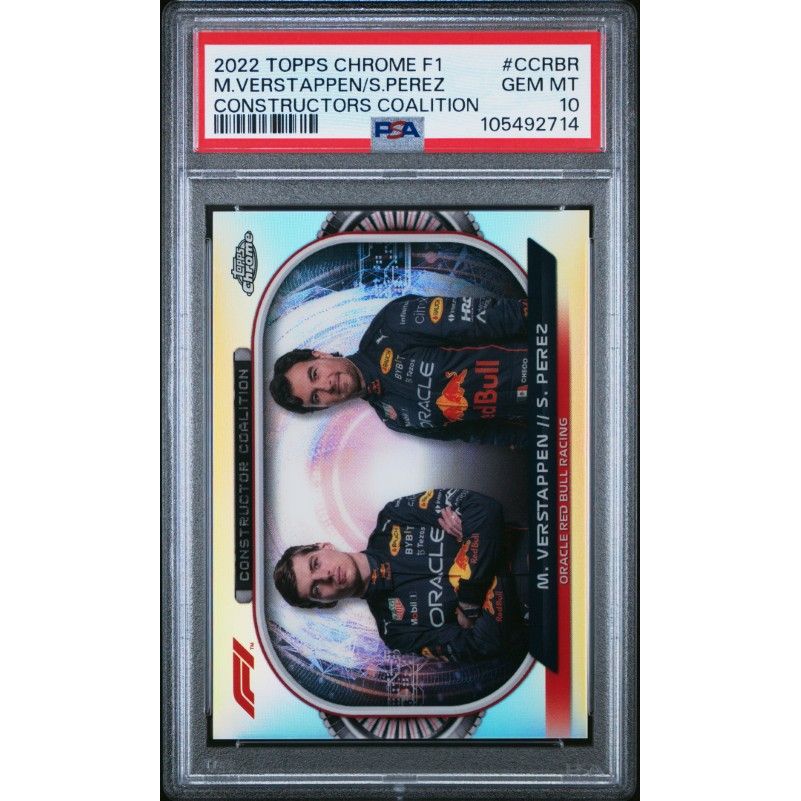 2022 Topps Chrome Formula 1 Constructors Coalition #CCRBR M.Verstappen/S.Perez Constructors Coalition PSA 10