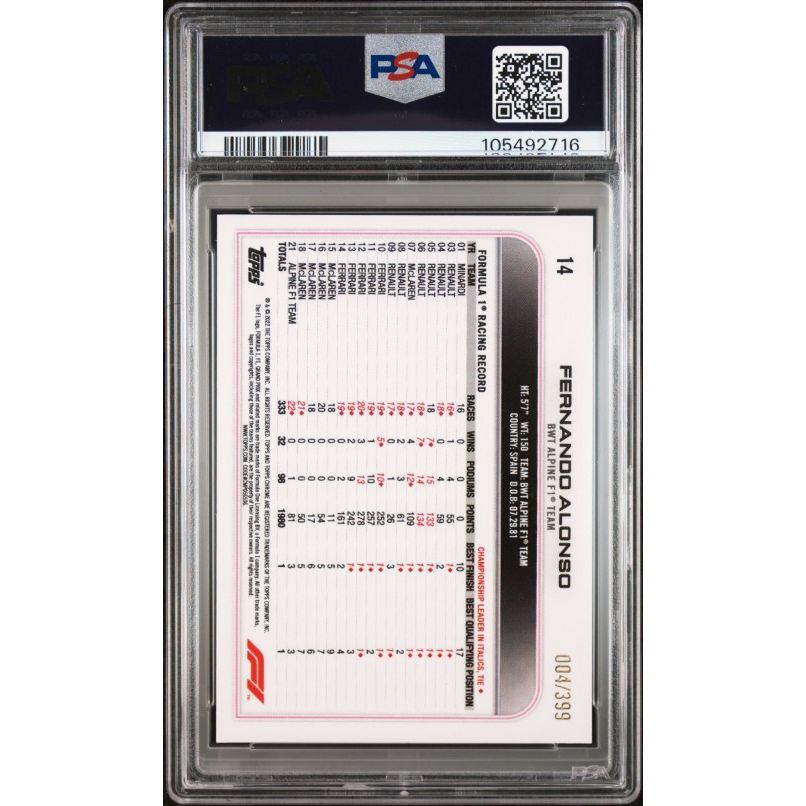 2022 Topps Chrome Formula 1 #163 Max Verstappen B/W Raywave Refractor PSA 10