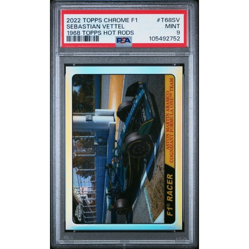 2022 Topps Chrome Formula 1 1968 Topps Hot Rods #T68SV Sebastian Vettel 1968 Topps Hot Rods PSA 9