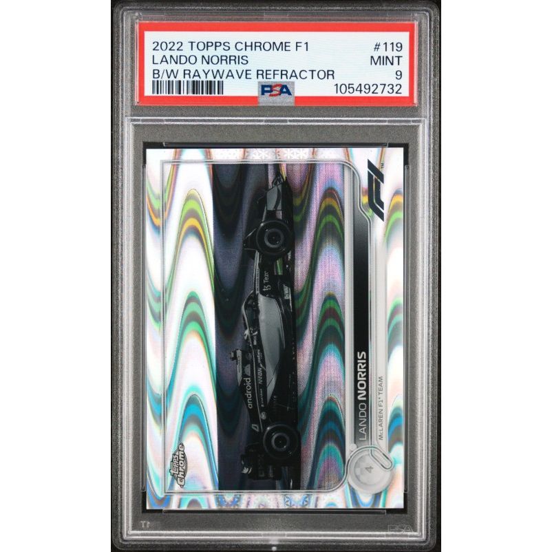 2022 Topps Chrome Formula 1 #119 Lando Norris B/W Raywave Refractor PSA 9