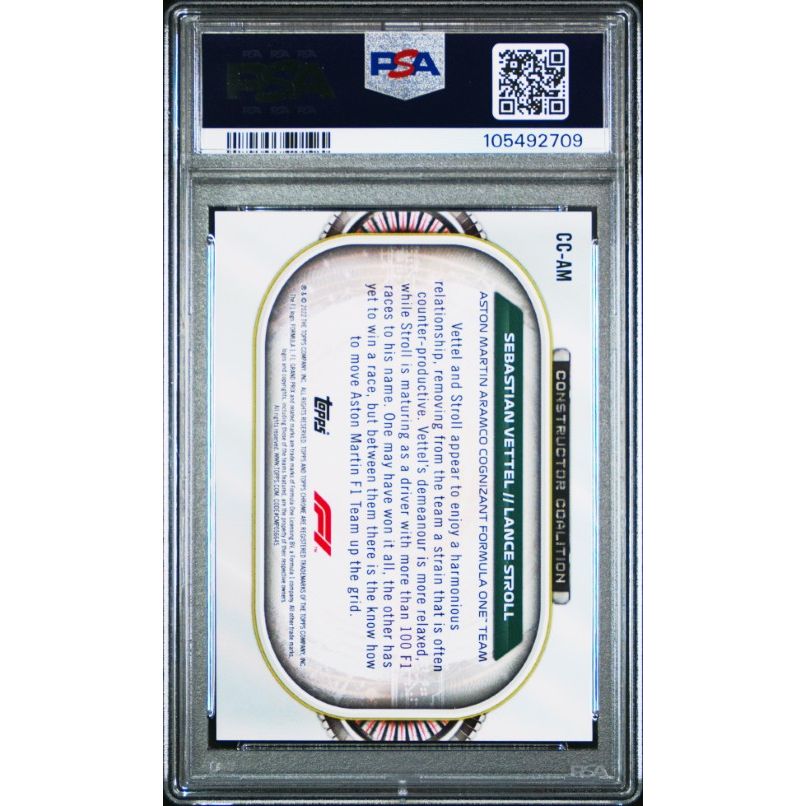 2022 Topps Chrome Formula 1 Constructors Coalition #CCAM S.Vettel/L.Stroll Constructors Coalition PSA 10