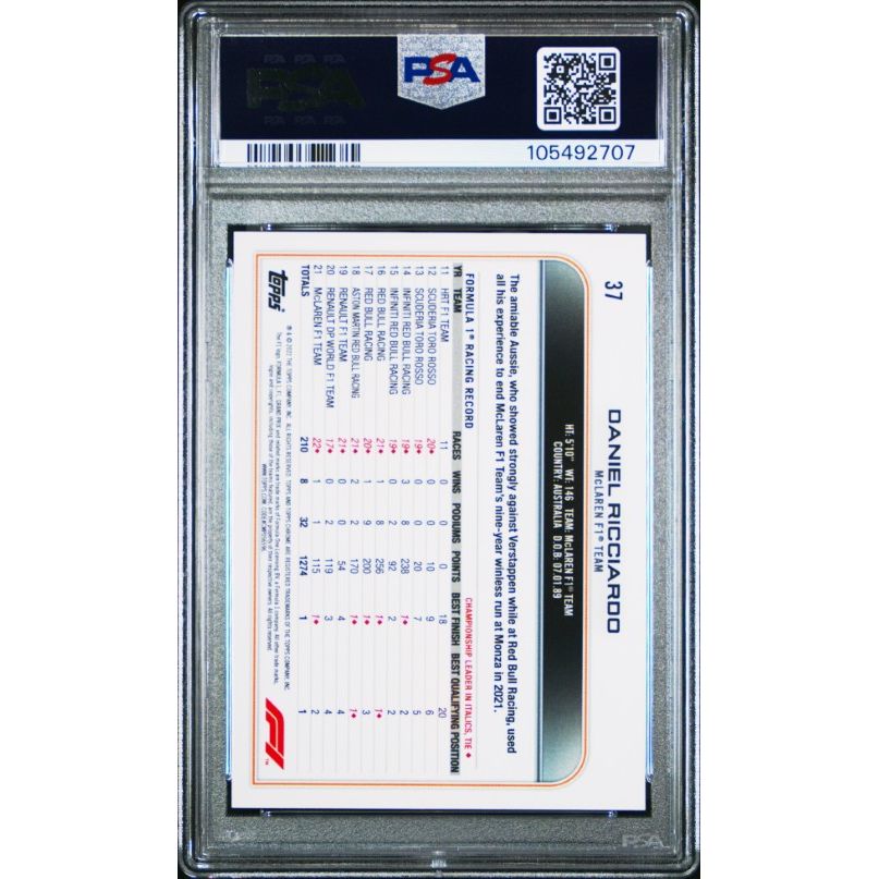 2022 Topps Chrome Formula 1 #37 Daniel Ricciardo PSA 10