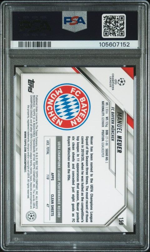 2021-2022 Topps Chrome Sapphire Edition Uefa Champions League #159 Manuel Neuer PSA 9