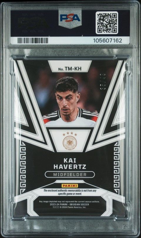 2023 Panini Obsidian Trifecta Materials #TMKH Kai Havertz Trifecta Mat-Ee Red Pulsar PSA 9