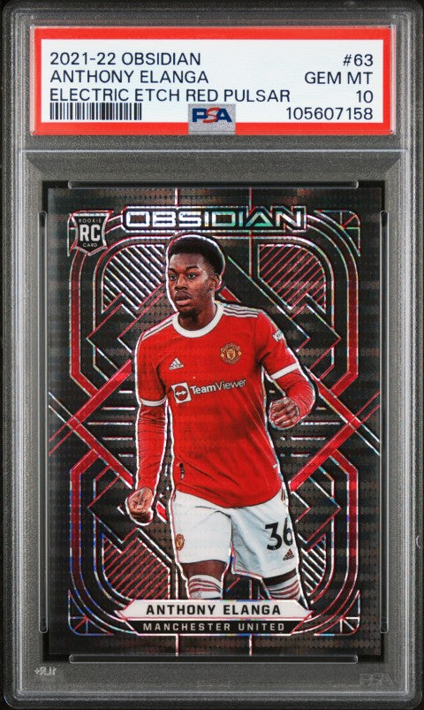 2021 Panini Obsidian #63 Anthony Elanga Electric Etch Red Pulsar PSA 10
