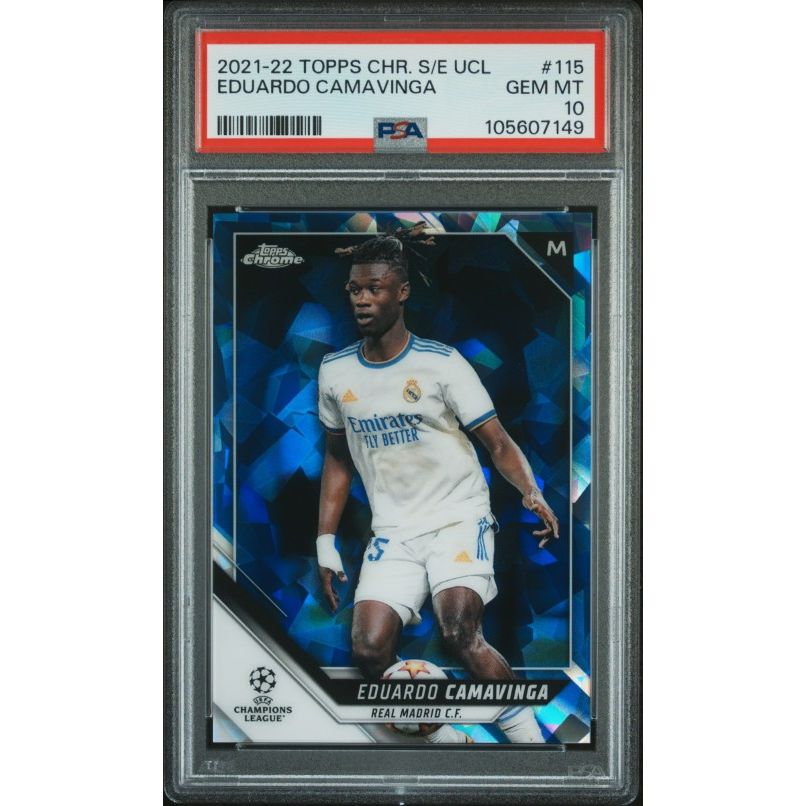 2021-2022 Topps Chrome Sapphire Edition Uefa Champions League #115 Eduardo Camavinga PSA 10