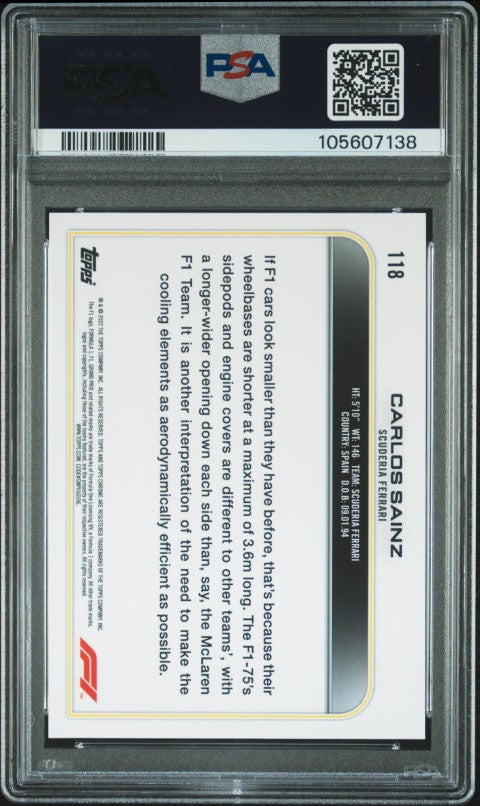 2022 Topps Chrome Formula 1 #118 Carlos Sainz PSA 10
