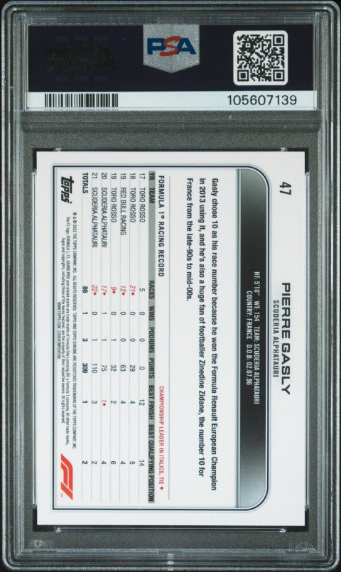 2022 Topps Chrome Formula 1 #47 Pierre Gasly PSA 10