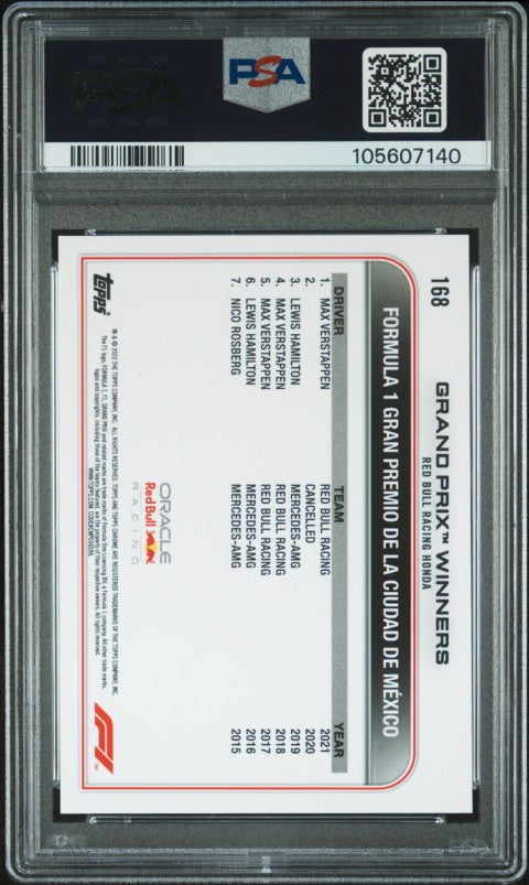 2022 Topps Chrome Formula 1 #168 Max Verstappen PSA 10
