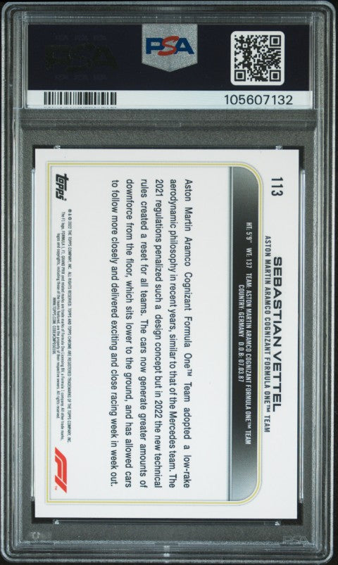 2022 Topps Chrome Formula 1 #113 Sebastian Vettel PSA 9