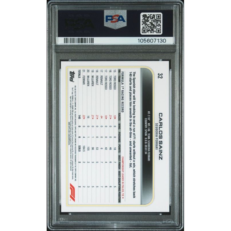 2022 Topps Chrome Formula 1 #32 Carlos Sainz PSA 9