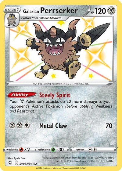 Shining Fates Shiny Vault - SV087/SV122 Galarian Perrserker Shiny Holo Rare