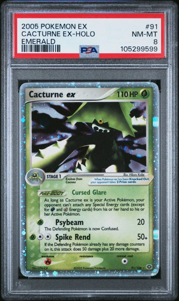 pokemon 2005 cards 2005 Pokemon Ex Emerald #91 Cacturne ex-Holo Emerald PSA 8