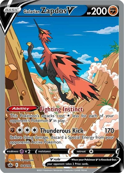 Sword & Shield Chilling Reign - 174/198 Galarian Zapdos V (Alternate Full Art) Ultra Rare