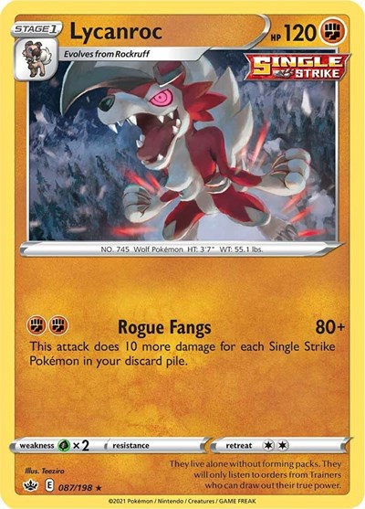 Sword & Shield Chilling Reign - 087/198 Lycanroc Holo Rare