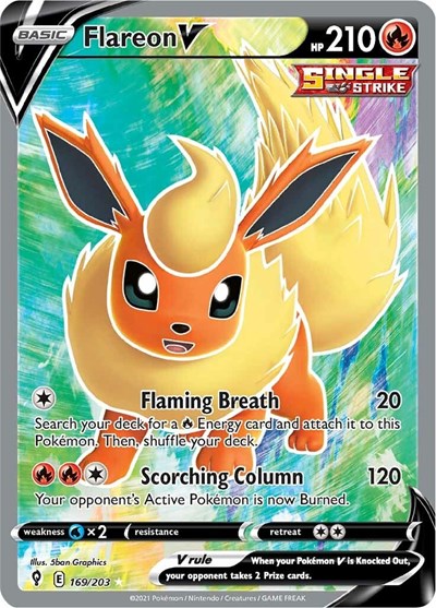 Sword & Shield Evolving Skies - 169/203 Flareon V (Full Art) Ultra Rare