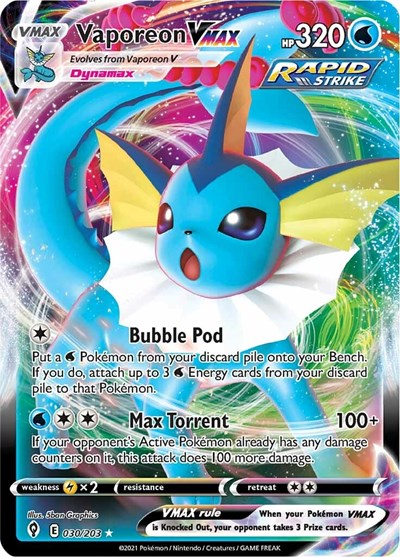 Sword & Shield Evolving Skies - 030/203 Vaporeon VMAX Ultra Rare