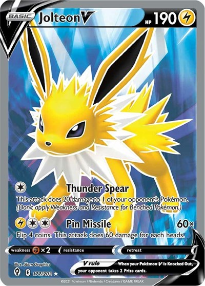 Sword & Shield Evolving Skies - 177/203 Jolteon V (Full Art) Ultra Rare