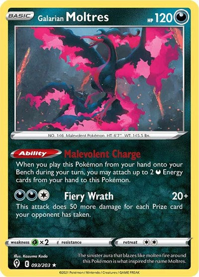 Sword & Shield Evolving Skies - 093/203 Galarian Moltres Holo Rare