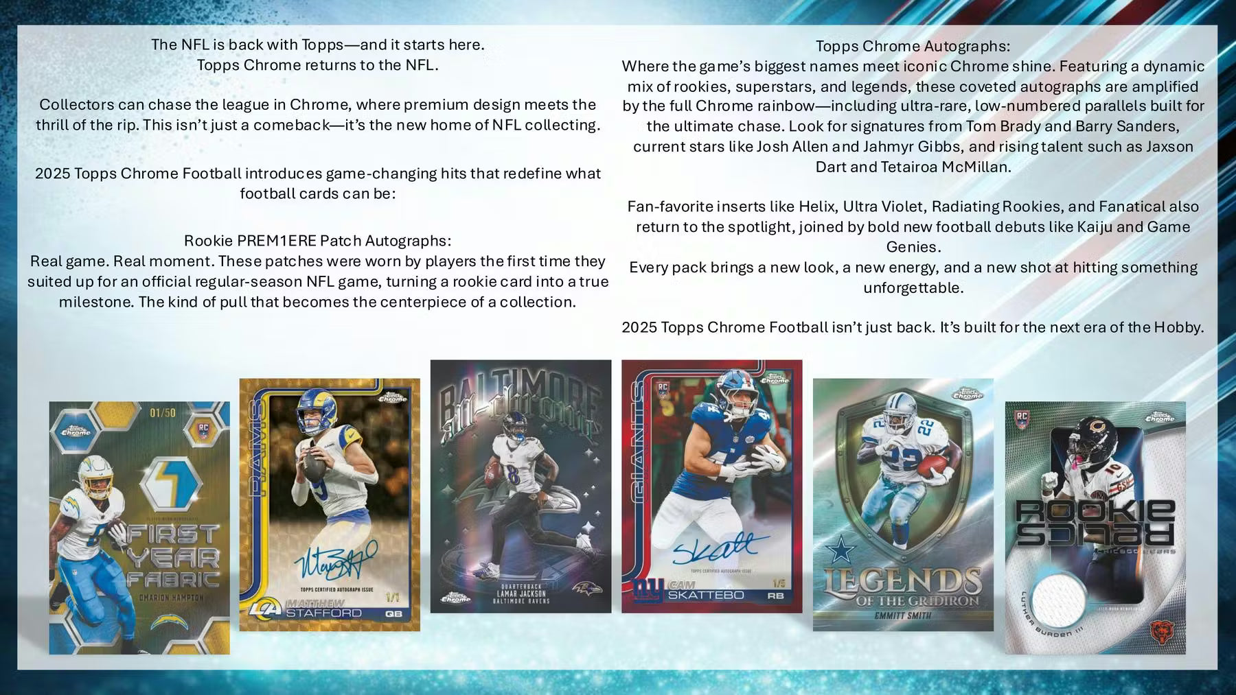 2025 Topps Chrome Football NFL Blaster Box