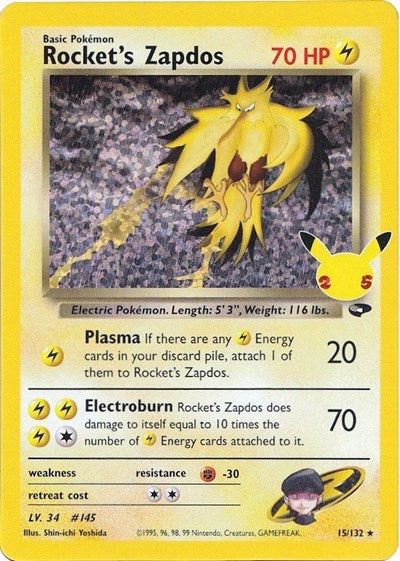 Celebrations Classic Collection - 015/132 Rocket's Zapdos Classic Collection