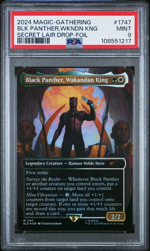 2024 Magic The Gathering Secret Lair Drop #1747 Blk Panther,Wkndn Kng Secret Lair Drop-Foil PSA 9