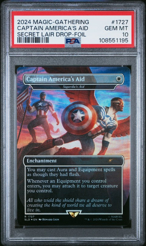 2024 Magic The Gathering Secret Lair Drop #1727 Captain America's Aid Secret Lair Drop-Foil PSA 10