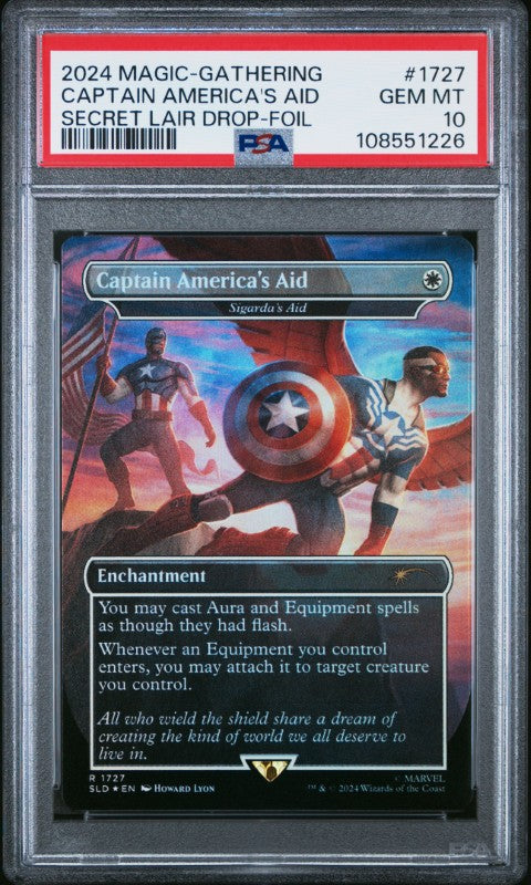 2024 Magic The Gathering Secret Lair Drop #1727 Captain America's Aid Secret Lair Drop-Foil PSA 10